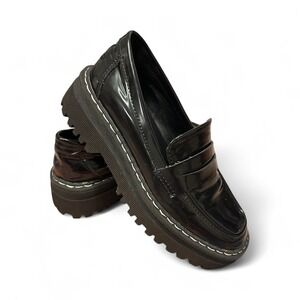Steve Madden sz 6 Harmony lug sole platform patent loafer‎ grunge goth Wednesday